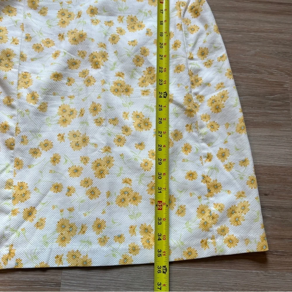 Vintage Liz Claiborne Yellow Floral Sheath Dress Size 10 cotton prairie - Picture 6 of 6
